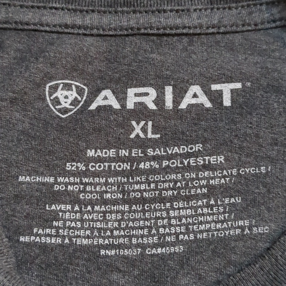 Ariat Men's Size XL Freedom Flag Short Sleeve Charcoal Gray T-Shirt - Picture 3 of 6